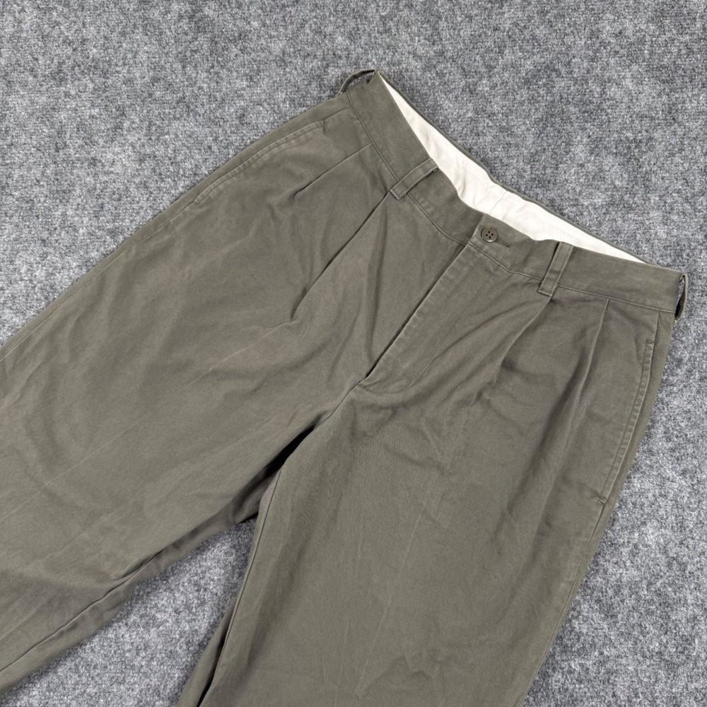 Brooks‎ Sport Mens Olive Green Cotton Pleated Dress Pants W32 L34